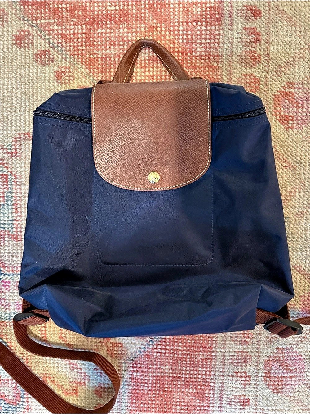 Longchamp Le Pliage Original Backpack Blue & Brown